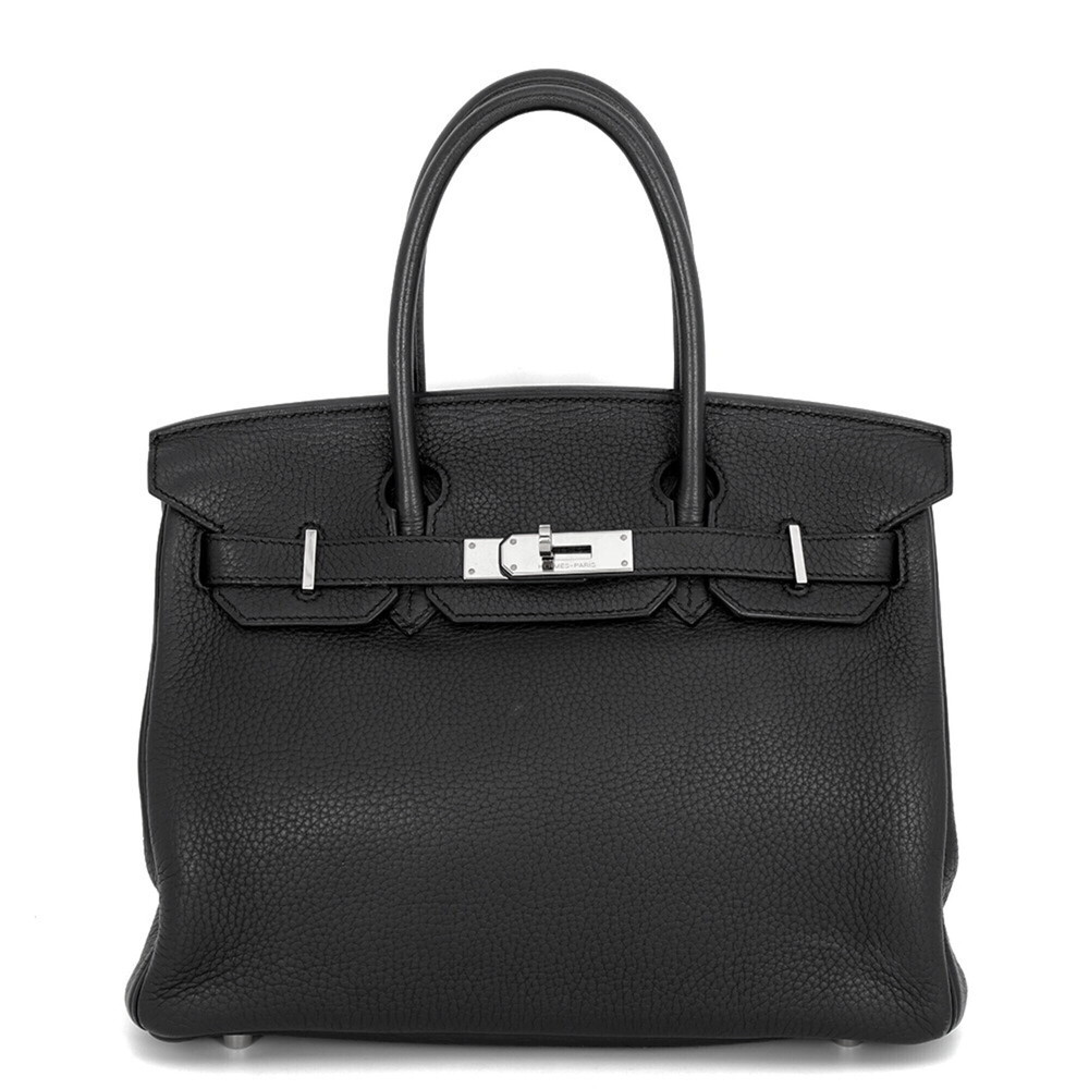 Hermes Birkin 30 Black Taurillon Clemence Leather □K Stamp HERMES Handbag Wom...